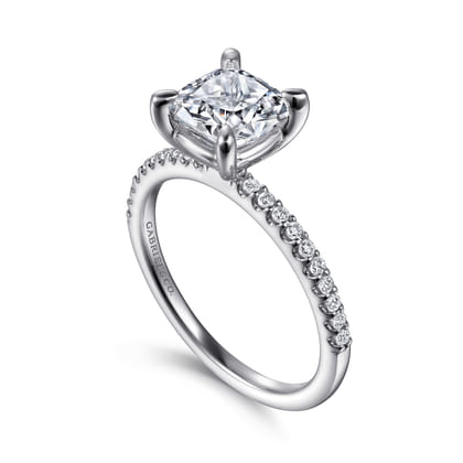 Amata - 14K White Gold Cushion Cut Diamond Engagement Ring