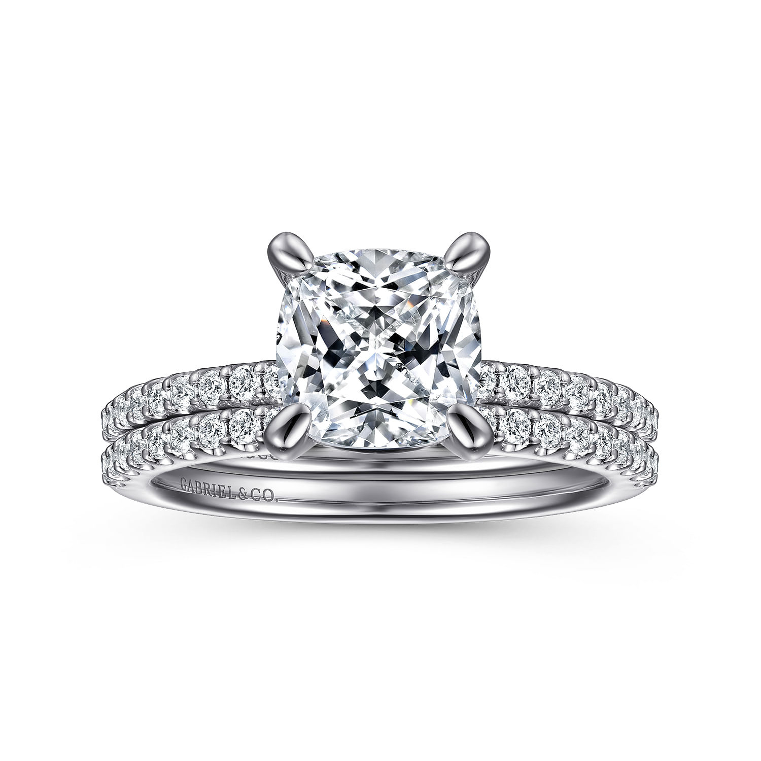 Amata - 14K White Gold Cushion Cut Diamond Engagement Ring