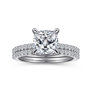 Amata - 14K White Gold Cushion Cut Diamond Engagement Ring