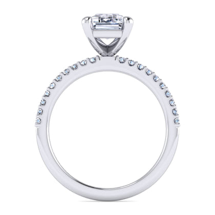 Amata - 14K White Gold Emerald Cut Diamond Engagement Ring