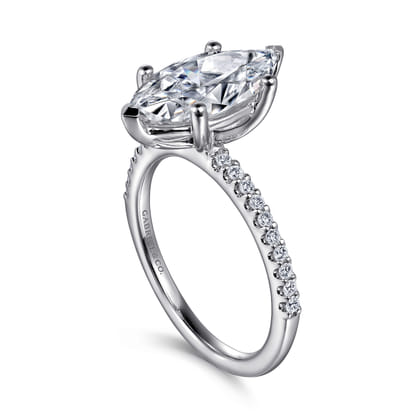 Amata - 14K White Gold Marquise Diamond Engagement Ring