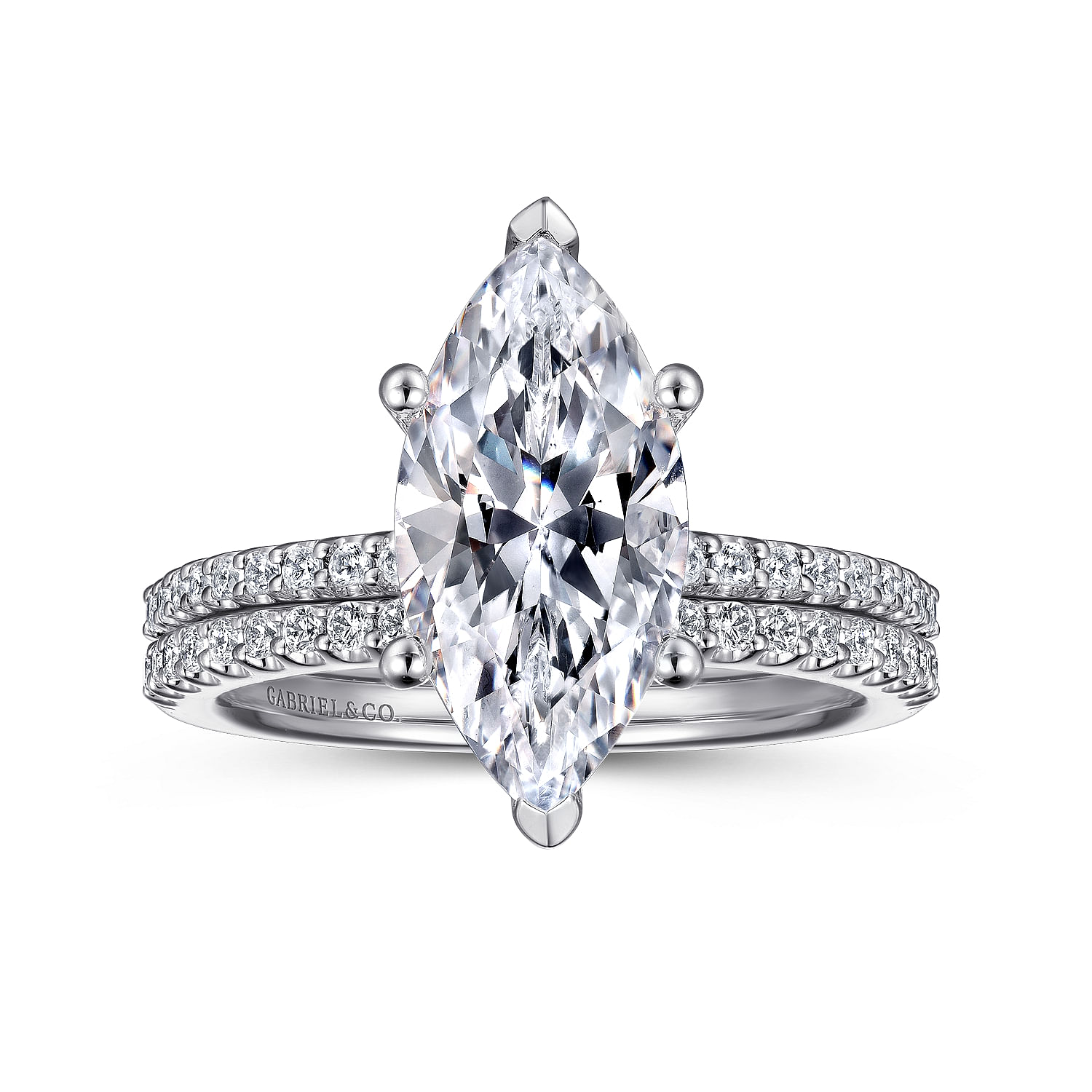 Amata - 14K White Gold Marquise Diamond Engagement Ring