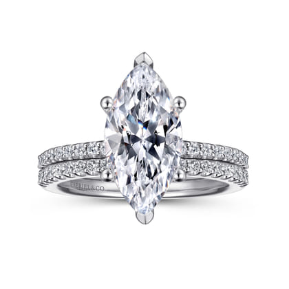 Amata - 14K White Gold Marquise Diamond Engagement Ring