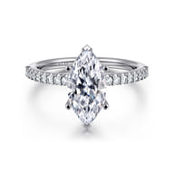 Amata - 14K White Gold Marquise Shape Diamond Engagement Ring