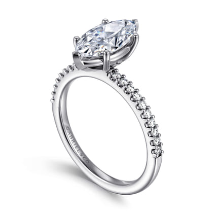 Amata - 14K White Gold Marquise Shape Diamond Engagement Ring