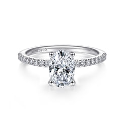 Amata - 14K White Gold Oval Diamond Engagement Ring