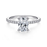 Amata - 14K White Gold Oval Diamond Engagement Ring