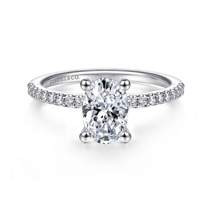 Amata - 14K White Gold Oval Diamond Engagement Ring