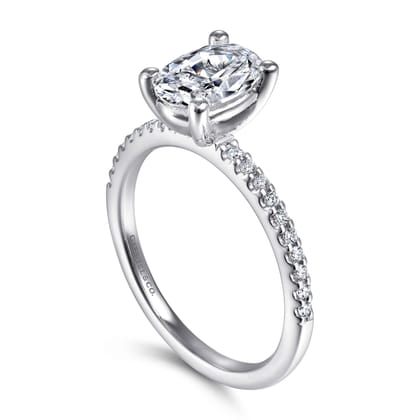 Amata - 14K White Gold Oval Diamond Engagement Ring