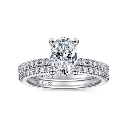 Amata - 14K White Gold Oval Diamond Engagement Ring