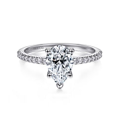 Amata - 14K White Gold Pear Shape Diamond Engagement Ring