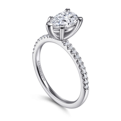 Amata - 14K White Gold Pear Shape Diamond Engagement Ring