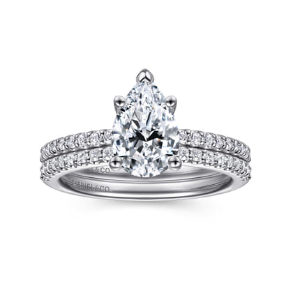 Amata - 14K White Gold Pear Shape Diamond Engagement Ring