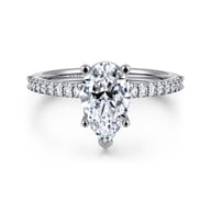 Amata - 14K White Gold Pear Shape Diamond Engagement Ring