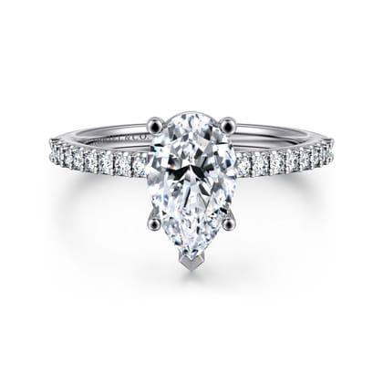 Amata - 14K White Gold Pear Shape Diamond Engagement Ring