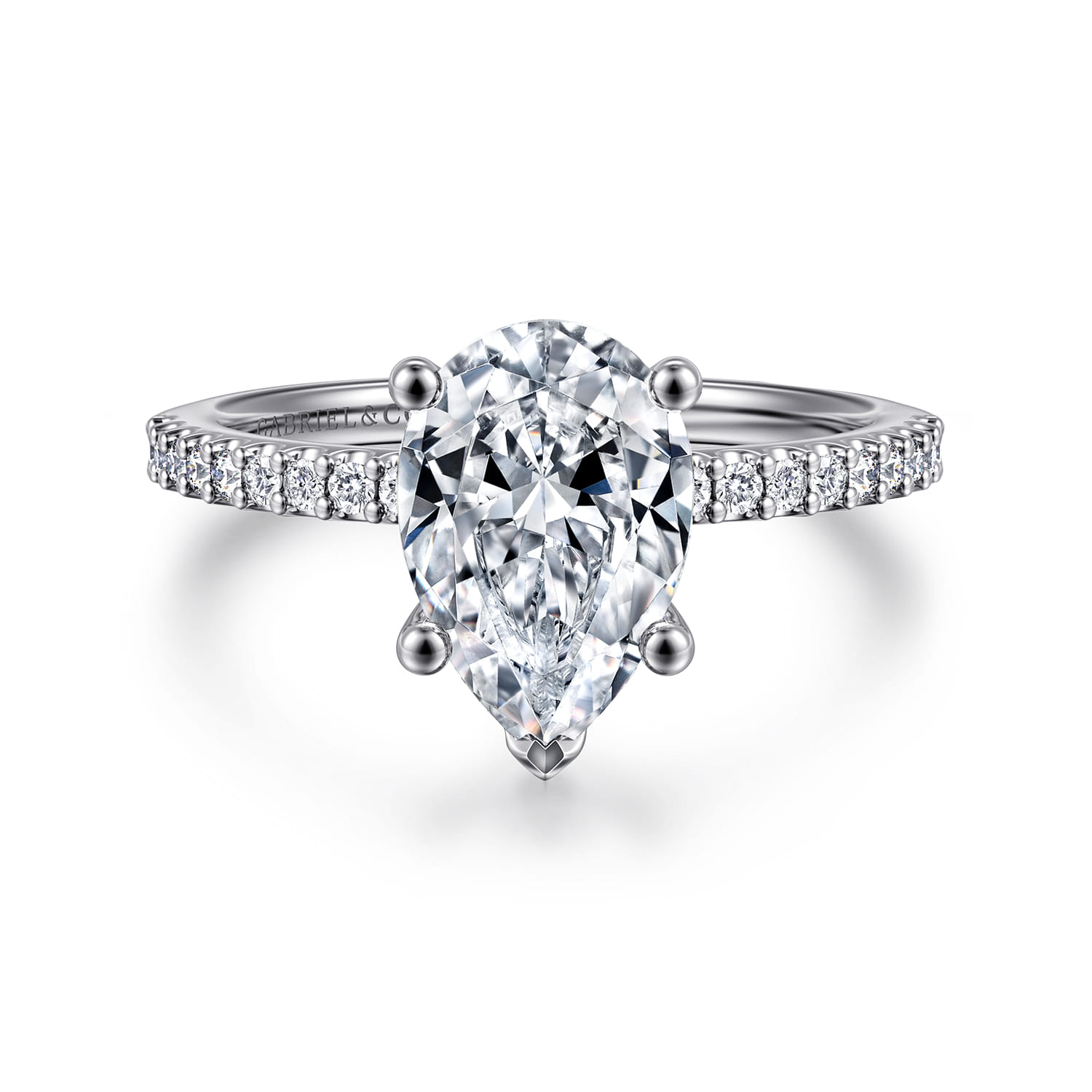 Amata - 14K White Gold Pear Shape Diamond Engagement Ring
