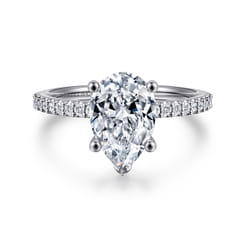 Amata - 14K White Gold Pear Shape Diamond Engagement Ring