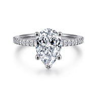 Amata - 14K White Gold Pear Shape Diamond Engagement Ring
