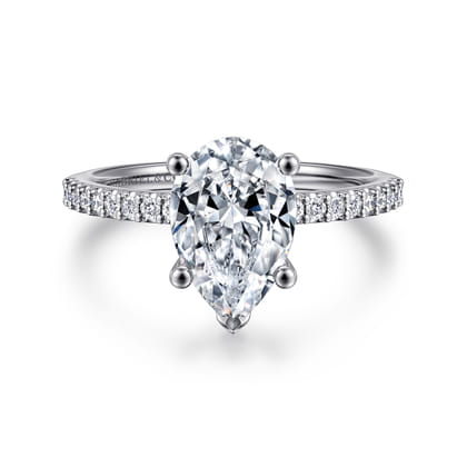 Amata - 14K White Gold Pear Shape Diamond Engagement Ring