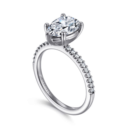 Amata - 14K White Gold Pear Shape Diamond Engagement Ring