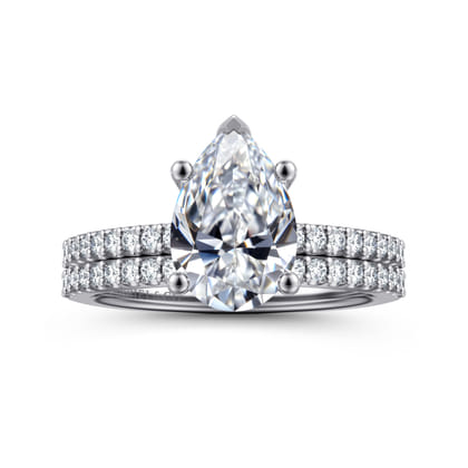 Amata - 14K White Gold Pear Shape Diamond Engagement Ring