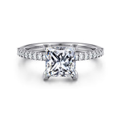 Amata - 14K White Gold Princess Cut Diamond Engagement Ring