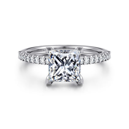 Amata - 14K White Gold Princess Cut Diamond Engagement Ring