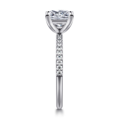 Amata - 14K White Gold Princess Cut Diamond Engagement Ring