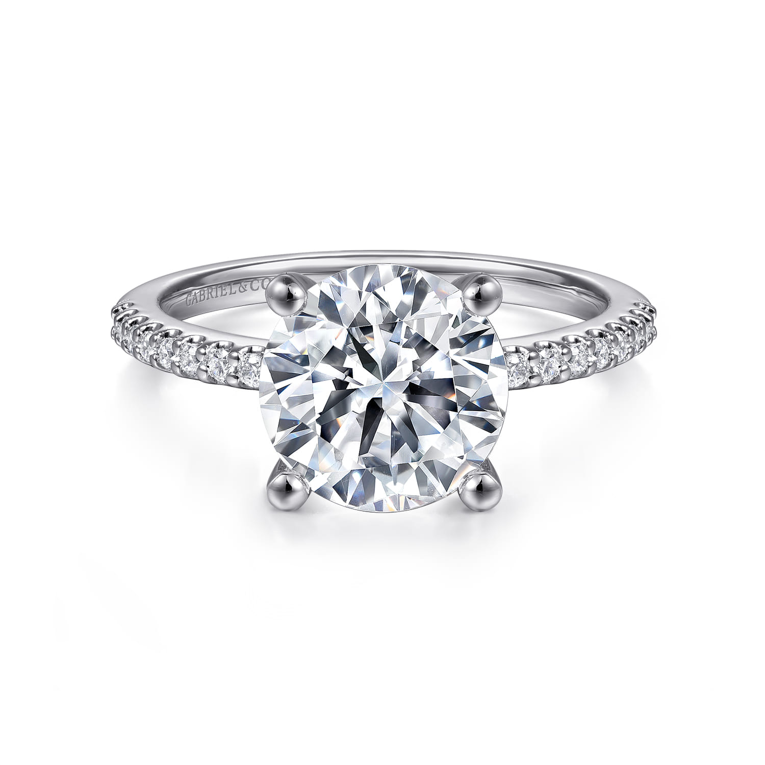Amata - 14K White Gold Round Diamond Engagement Ring