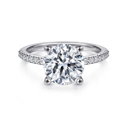 Amata - 14K White Gold Round Diamond Engagement Ring