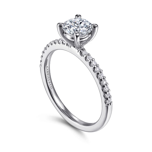 Amata - 14K White Gold Round Diamond Engagement Ring - 0.14 ct - Shot 3