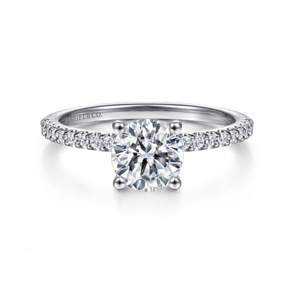 Amata - 14K White Gold Round Diamond Engagement Ring