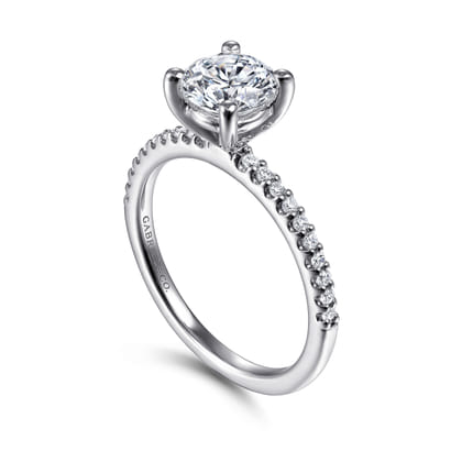 Amata - 14K White Gold Round Diamond Engagement Ring