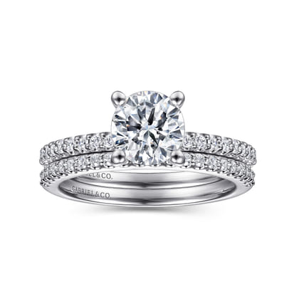 Amata - 14K White Gold Round Diamond Engagement Ring