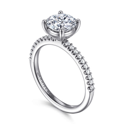 Amata - 14K White Gold Round Diamond Engagement Ring