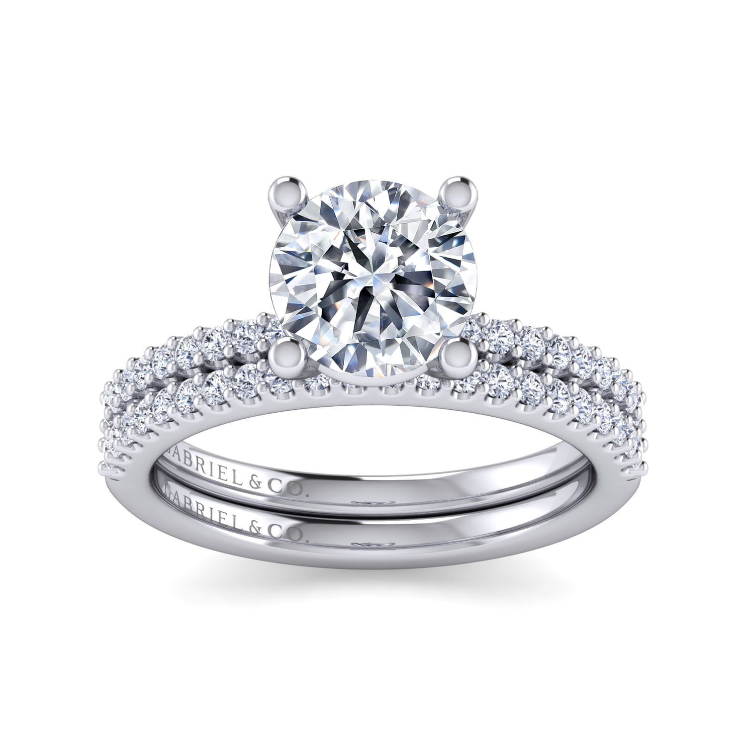 Amata - 14K White Gold Round Diamond Engagement Ring