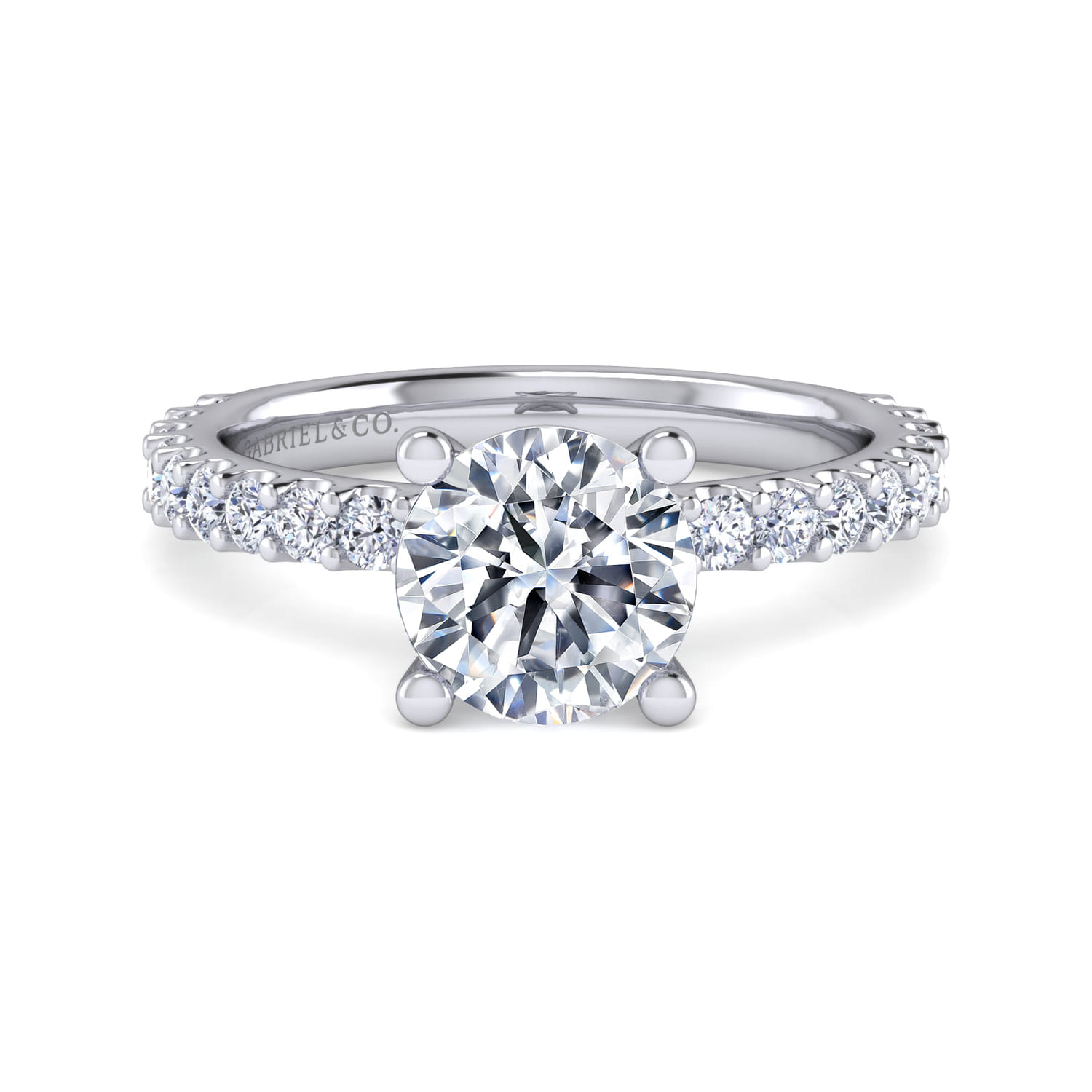 Amata - 14K White Gold Round Diamond Engagement Ring