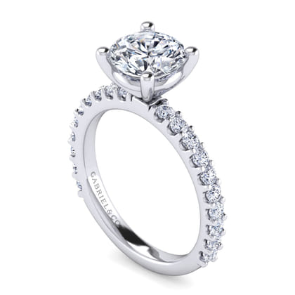 Amata - 14K White Gold Round Diamond Engagement Ring