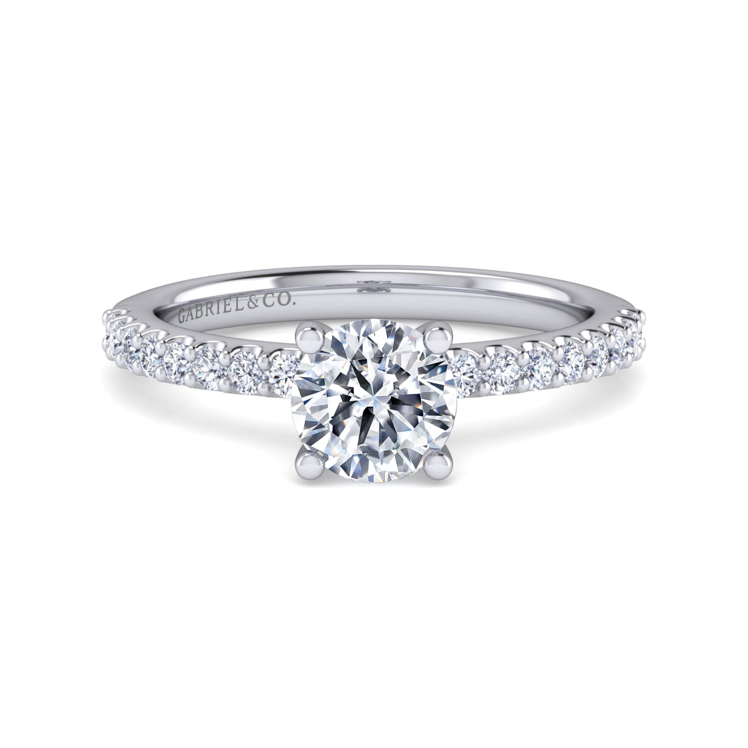 Amata - 14K White Gold Round Diamond Engagement Ring