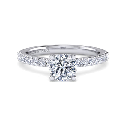 Amata - 14K White Gold Round Diamond Engagement Ring