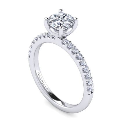 Amata - 14K White Gold Round Diamond Engagement Ring