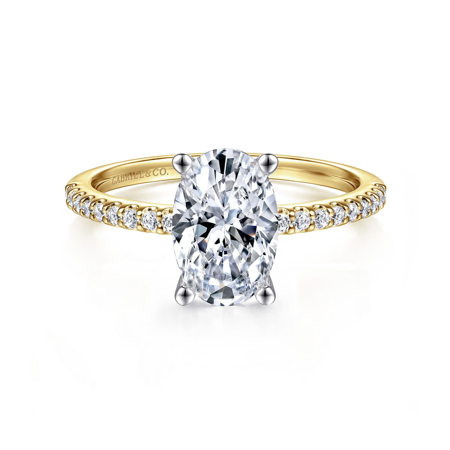 Amata - 14K White-Yellow Gold Oval Diamond Engagement Ring