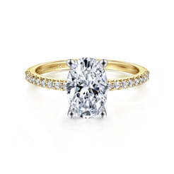 Amata - 14K White-Yellow Gold Oval Diamond Engagement Ring