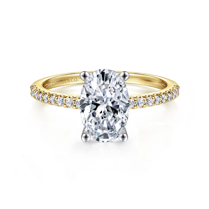 Amata - 14K White-Yellow Gold Oval Diamond Engagement Ring