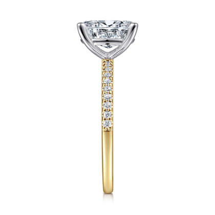 Amata - 14K White-Yellow Gold Oval Diamond Engagement Ring