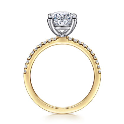 Amata - 14K White-Yellow Gold Oval Diamond Engagement Ring