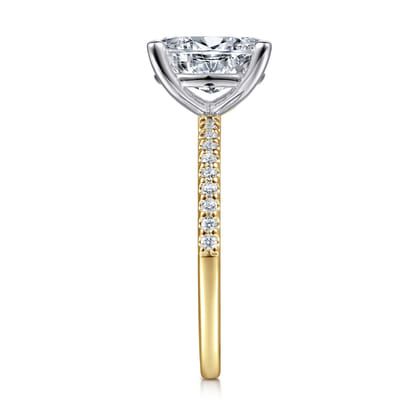 Amata - 14K White-Yellow Gold Oval Diamond Engagement Ring
