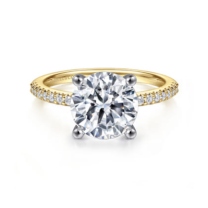 Amata - 14K White-Yellow Gold Round Diamond Engagement Ring