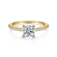Amata - 14K White-Yellow Gold Round Diamond Engagement Ring