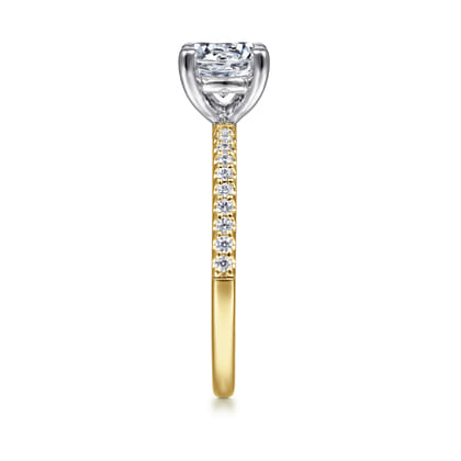 Amata - 14K White-Yellow Gold Round Diamond Engagement Ring